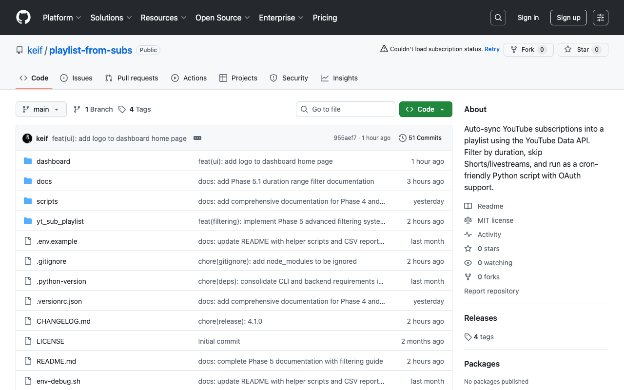 YouTube Playlist Generator screenshot